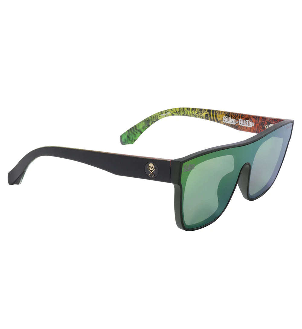 CHOLOHAFLYS GLASSES SHINY BLACK/GREEN