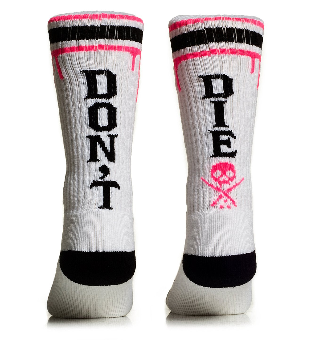 DON'T DIE HIGH SOCKS WHITE PINK