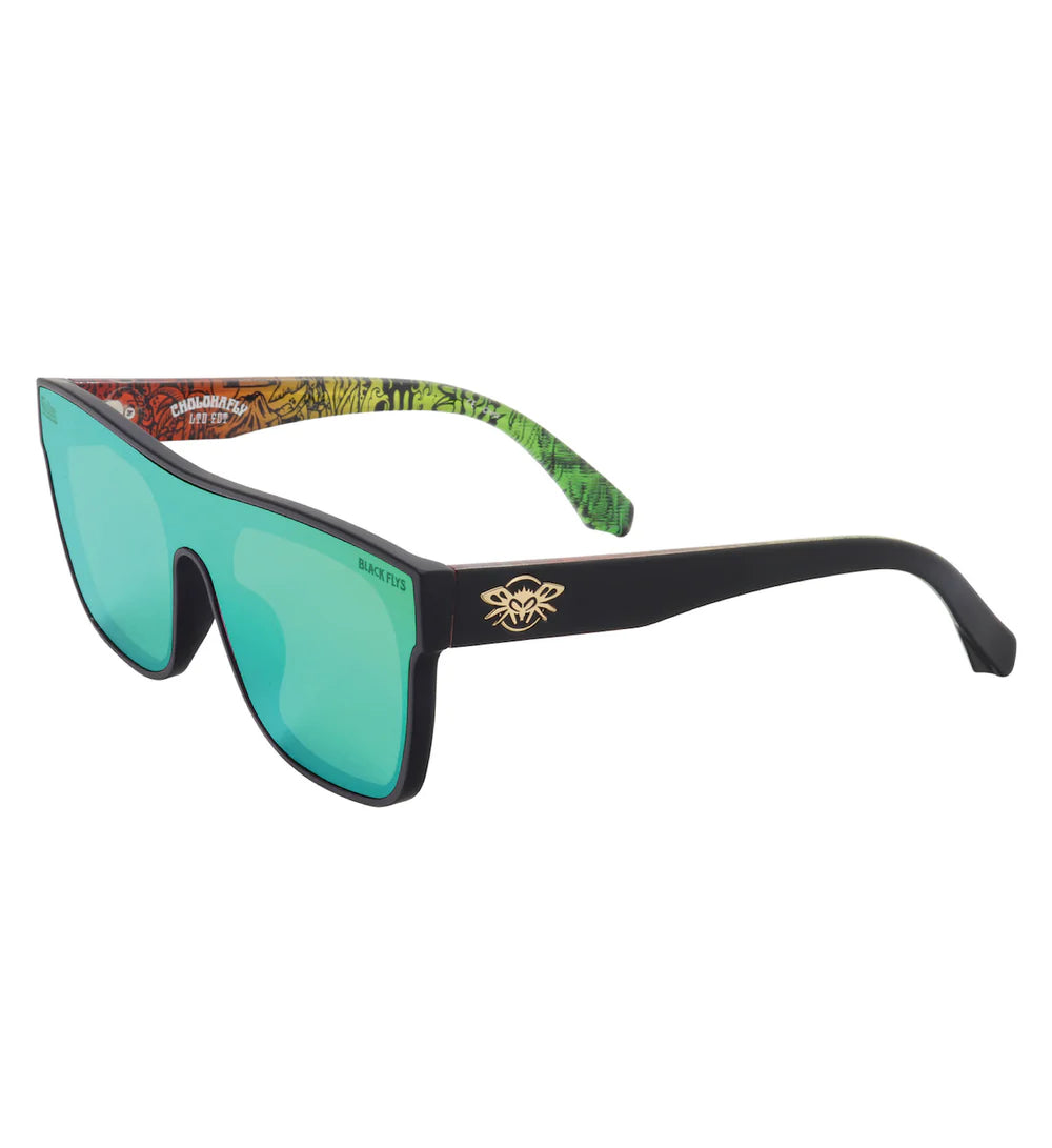 CHOLOHAFLYS GLASSES SHINY BLACK/GREEN