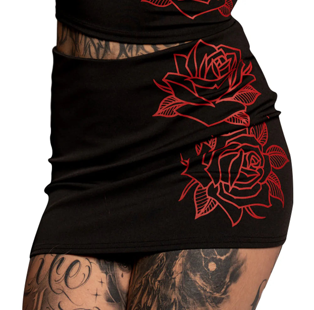 BLACK ROSE MINI SKIRT