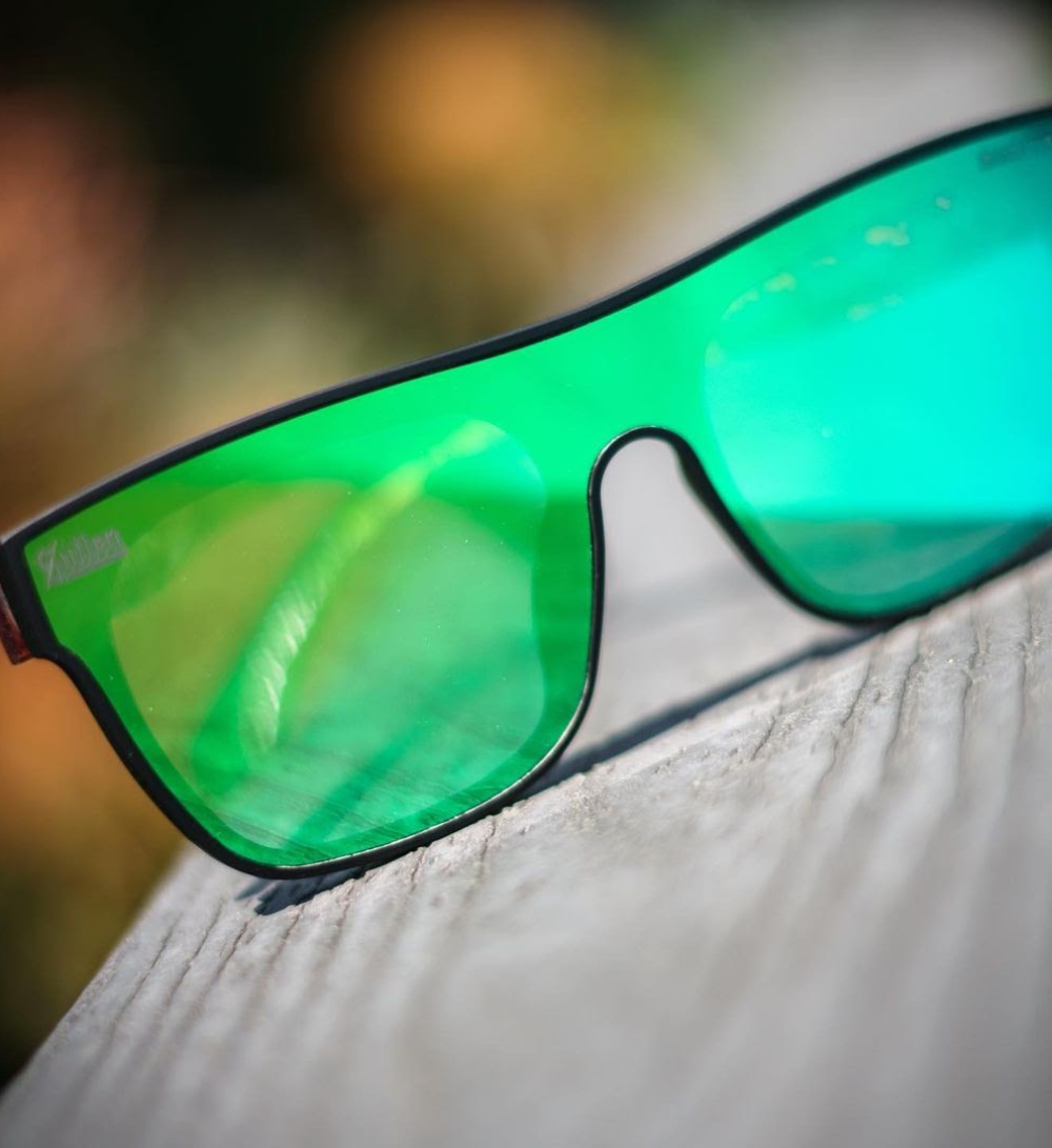 CHOLOHAFLYS GLASSES SHINY BLACK/GREEN
